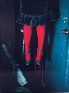 Melanie Pullen: Red Stockings (from High Fashion Crime: Melanie PullenRed Stockings (from High Fashion Crime Scenes) 2005 #1 of 5 Chromogenic print Image/sheet (vis.): 63" x 47"; Frame: 70" x 54.75" Signed on artist's label with edition verso