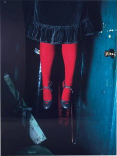 Melanie Pullen: Red Stockings (from High Fashion Crime: Melanie PullenRed Stockings (from High Fashion Crime Scenes) 2005 #1 of 5 Chromogenic print Image/sheet (vis.): 63" x 47"; Frame: 70" x 54.75" Signed on artist's label with edition verso