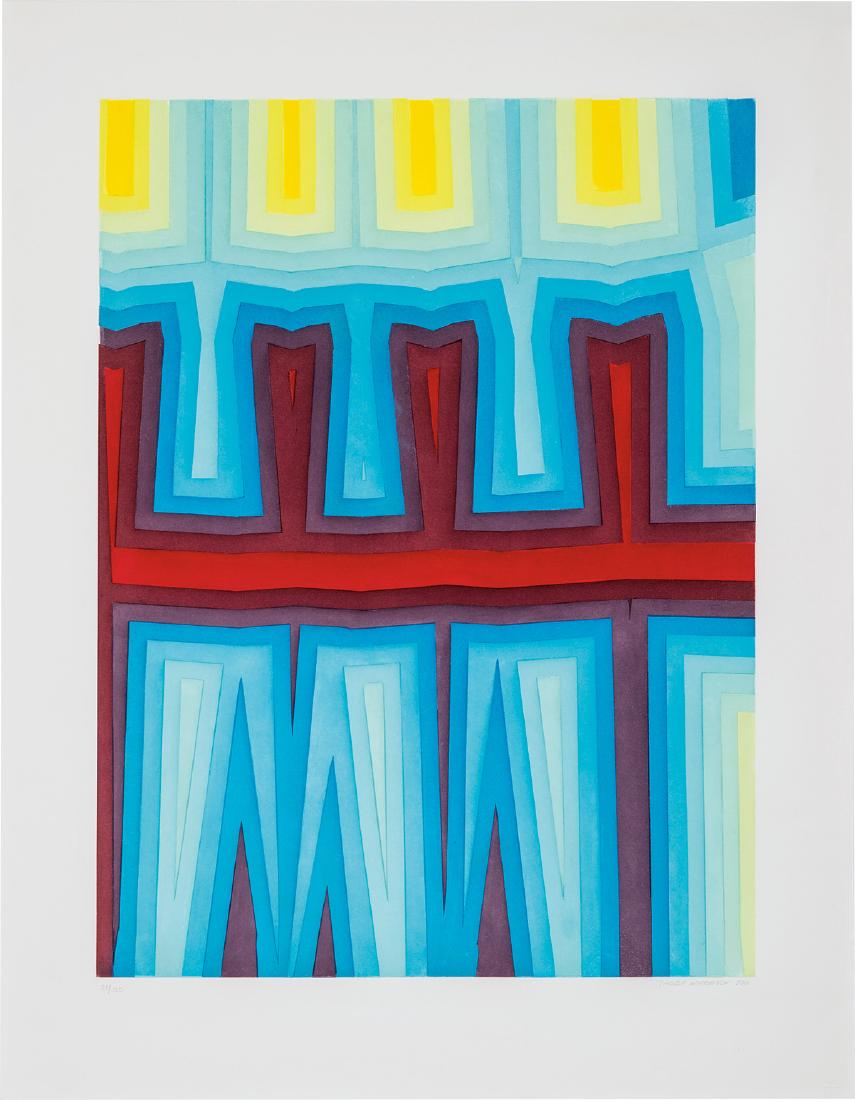 Tauba Auerbach: Fold Slice Topo I: Tauba AuerbachFold Slice Topo I Printed by Paulson Fontaine Press, Berkeley 2011 #21 of 35 Color aquatint on Somerset white paper Image: 36" x 27"; Sheet: 45" x 35"; Frame: 49" x 39.5" Signed and date