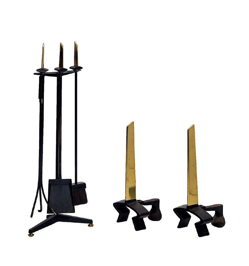 Donald Deskey: Andirons and fireplace tool set (6) (1 of 1)
