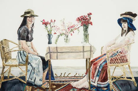 David Remfry: Diane & Michelle Fung: David RemfryDiane & Michelle Fung c. 1985 Watercolor on paper Sheet (vis.): 27" x 40.5"; Frame: 34.5" x 47.5" Retains Ankrum Gallery label verso