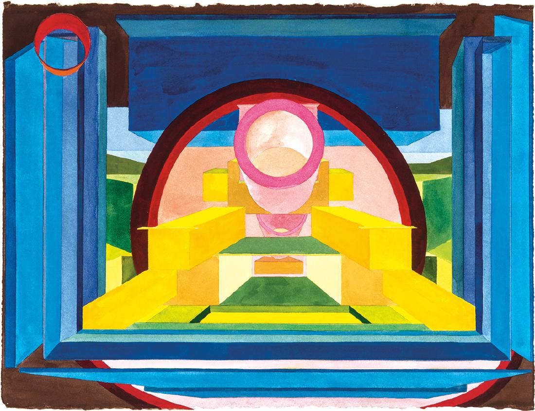 Al Held: Hudson 13: Al HeldHudson 13 1989 Watercolor on paper Sheet: 22" x 29.25"; Frame: 28.5" x 35.75" Signed, dated, and titled verso; retains Loretta Howard Gallery label verso; retains Andre Emmerich Gallery label a