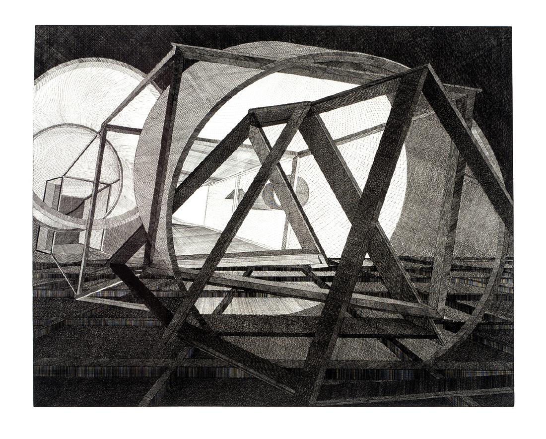 Al Held: Straits of Malacca: Al HeldStraits of Malacca Published and printed by Crown Point Press, San Francisco 1987 From the edition of 50 Hard-ground etching on paper Image: 35.75" x 44.75"; Sheet: 41" x 51"; Frame: 44.25" x 5