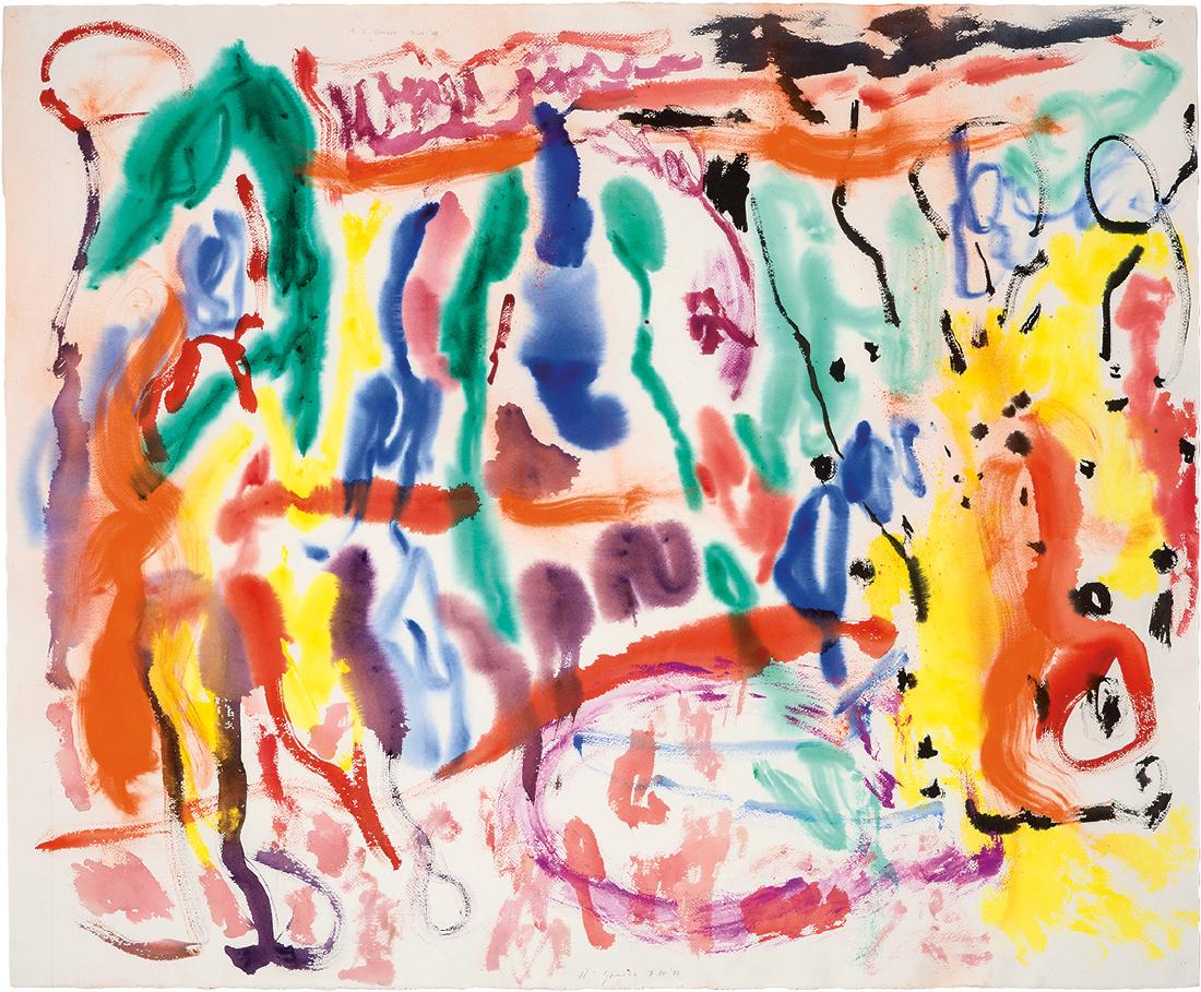 Nancy Graves: DIBA: Nancy GravesDIBA 1978 Watercolor on paper Sheet: 43" x 52.5"; Frame: 46.5" x 56" Signed and dated in graphite lower center and upper center sheet; retains M. Knoedler & Co. label verso Provenance: M.