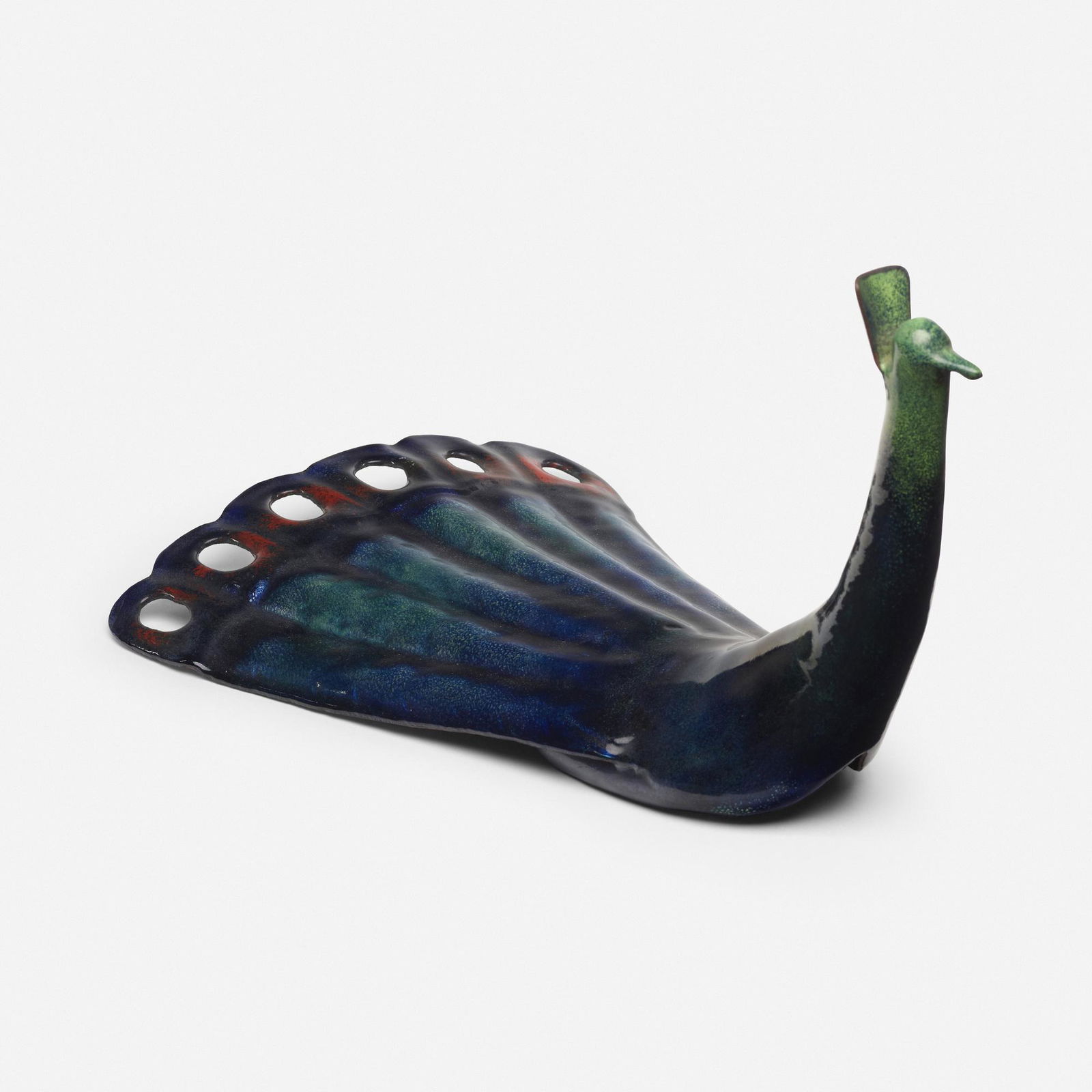 Gio Ponti and Paolo De Poli, Peacock: Gio Ponti and Paolo De Poli Peacock Italy, 1956kiln-fired enamel over copper 8.5 h × 9.5 w × 14.25 d in (22 × 24 × 36 cm) Signed to underside 'De Poli'.
