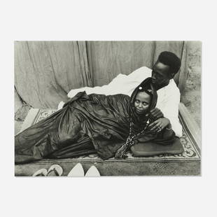 Seydou Keita, Bamako (Reclining Couple 10:06 AM): Seydou Keita Bamako (Reclining Couple 10:06 AM) 1952-55 / printed 1996 silver gelatin print sheet: 20 h × 24 w in (51 × 61 cm) image: 16 h × 22.5 w in (41 × 57 cm) Signed