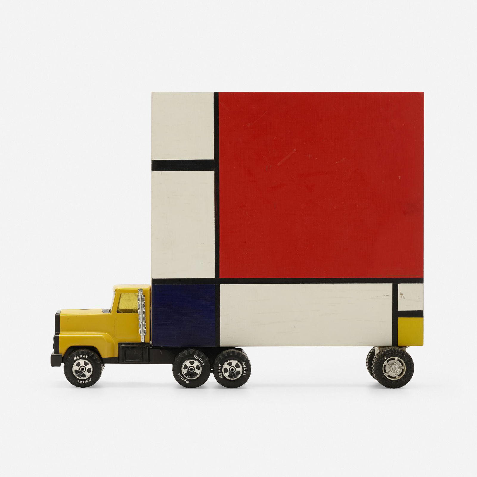 Bruce Houston, Untitled (Mondrian Truck): Bruce Houston Untitled (Mondrian Truck) mixed media sculpture 11 h × 14 w × 3.5 d in (28 × 36 × 9 cm) Provenance: Private Collection