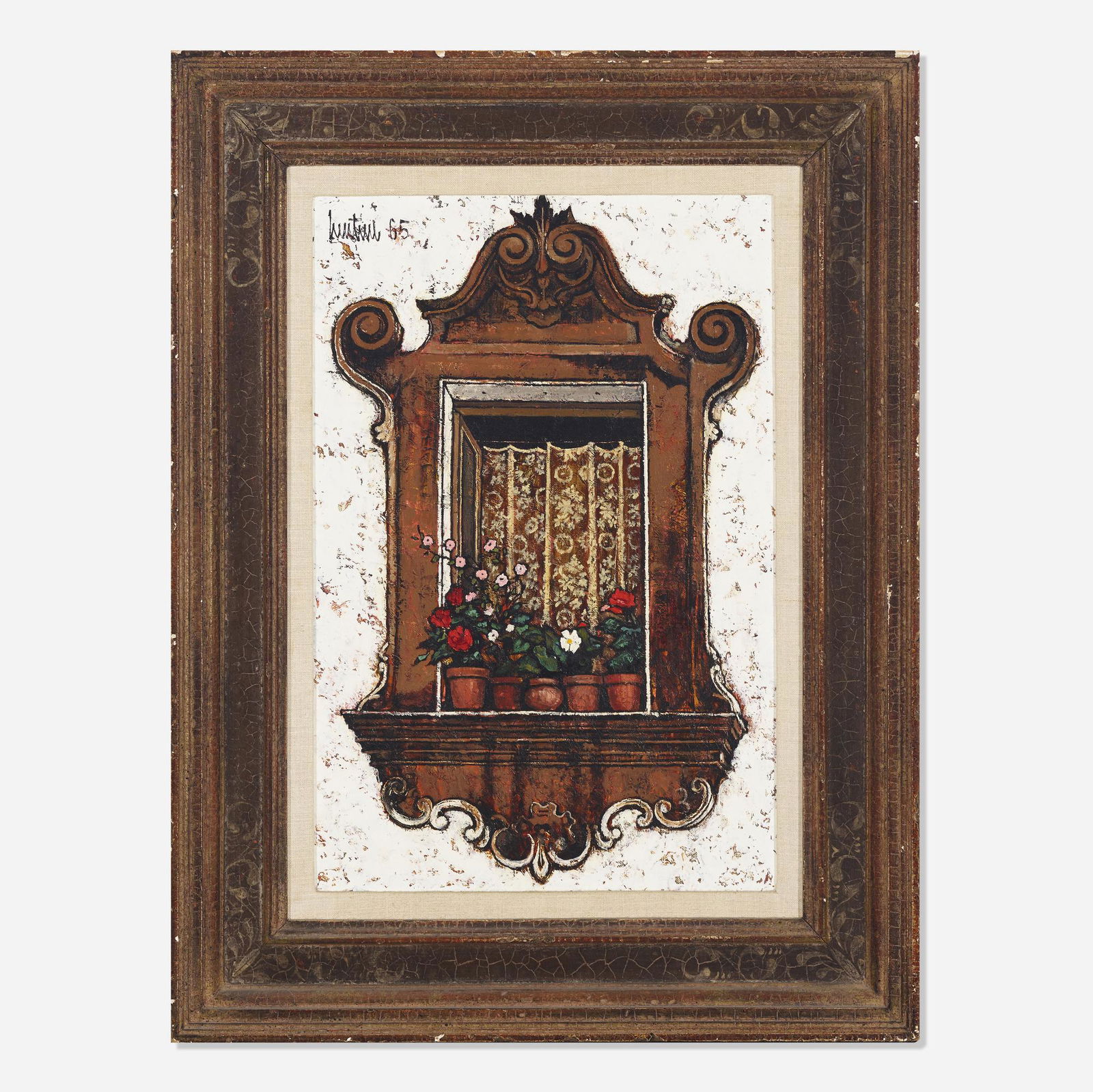 John Lentine, Baroque Window: John Lentine Baroque Window 1965oil on canvas 18.25 h × 12.25 w in (46 × 31 cm) Property of the Los Angeles County Museum of Art, sold to benefit acquisitions of Latin American art