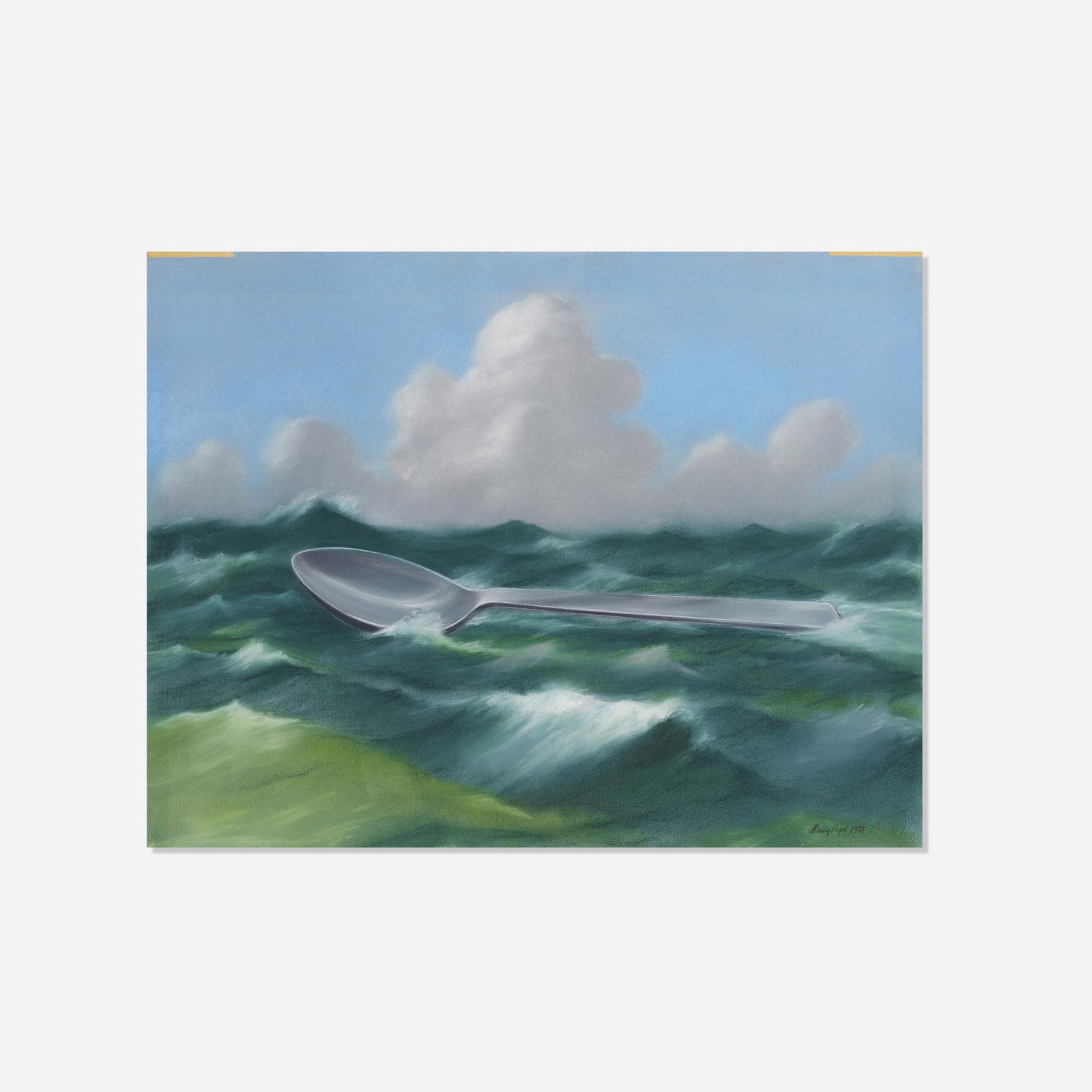 Kerig Pope, Spoon: Kerig Pope Spoon 1971pastel on paper 19.5 h × 25.5 w in (50 × 65 cm) Signed and dated to lower right 'Kerig Pope 1971'.