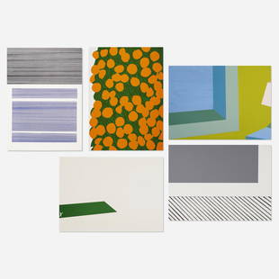 Paul Harris, Five works from the Shut-in Suite: Paul Harris Five works from the Shut-in Suite 1969-70screenprints in colors largest: 30 h × 22 w in (76 × 56 cm) Lot is comprised of five works: The Other Room (Shut-in Suite I)