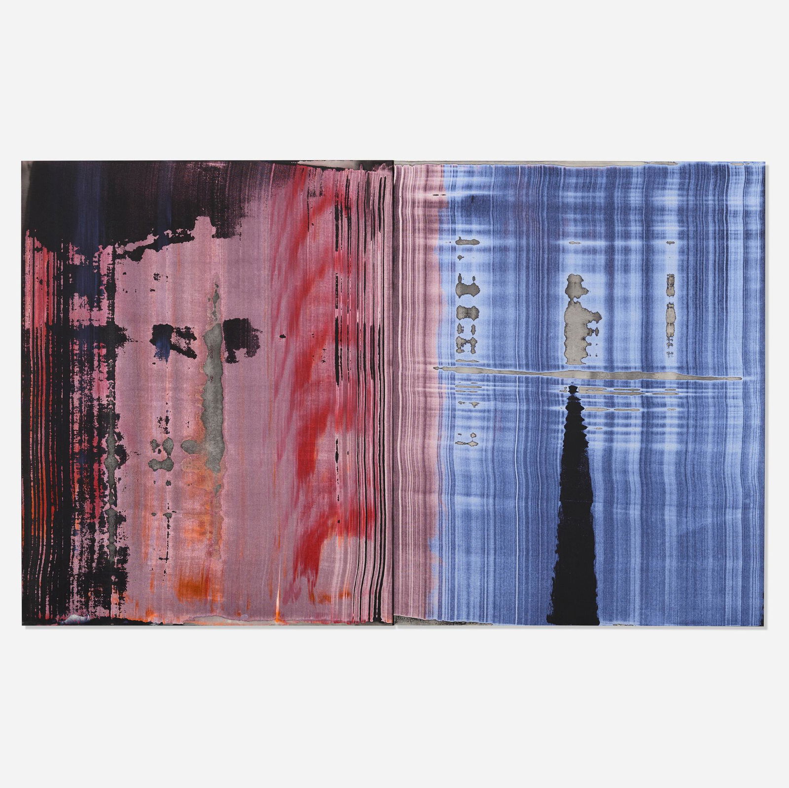 Ed Moses, Chosp (diptych): Ed Moses Chosp (diptych) 2008acrylic on two canvases 60 h × 96 w in (152 × 244 cm) Signed, titled, dated and inscribed to verso of left panel '#1 Chosp EMB Y Branco 08'. Signed, ti