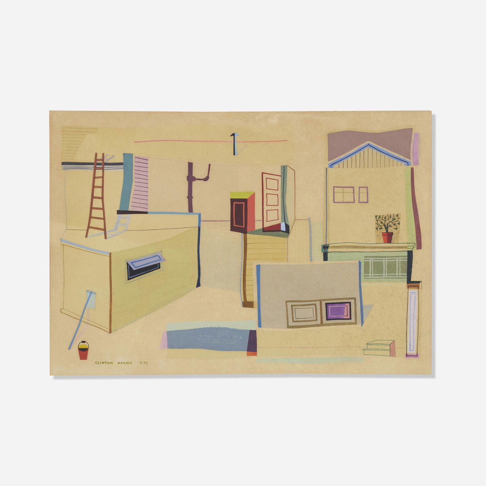 Clinton Adams, Chavez Ravine #3: Clinton Adams Chavez Ravine #3 1947gouache on paper 15.5 h × 22.5 w in (39 × 57 cm) Signed and dated to lower left 'Clinton Adams 7.47'. Titled to verso 'Chavez Ravine #3'.