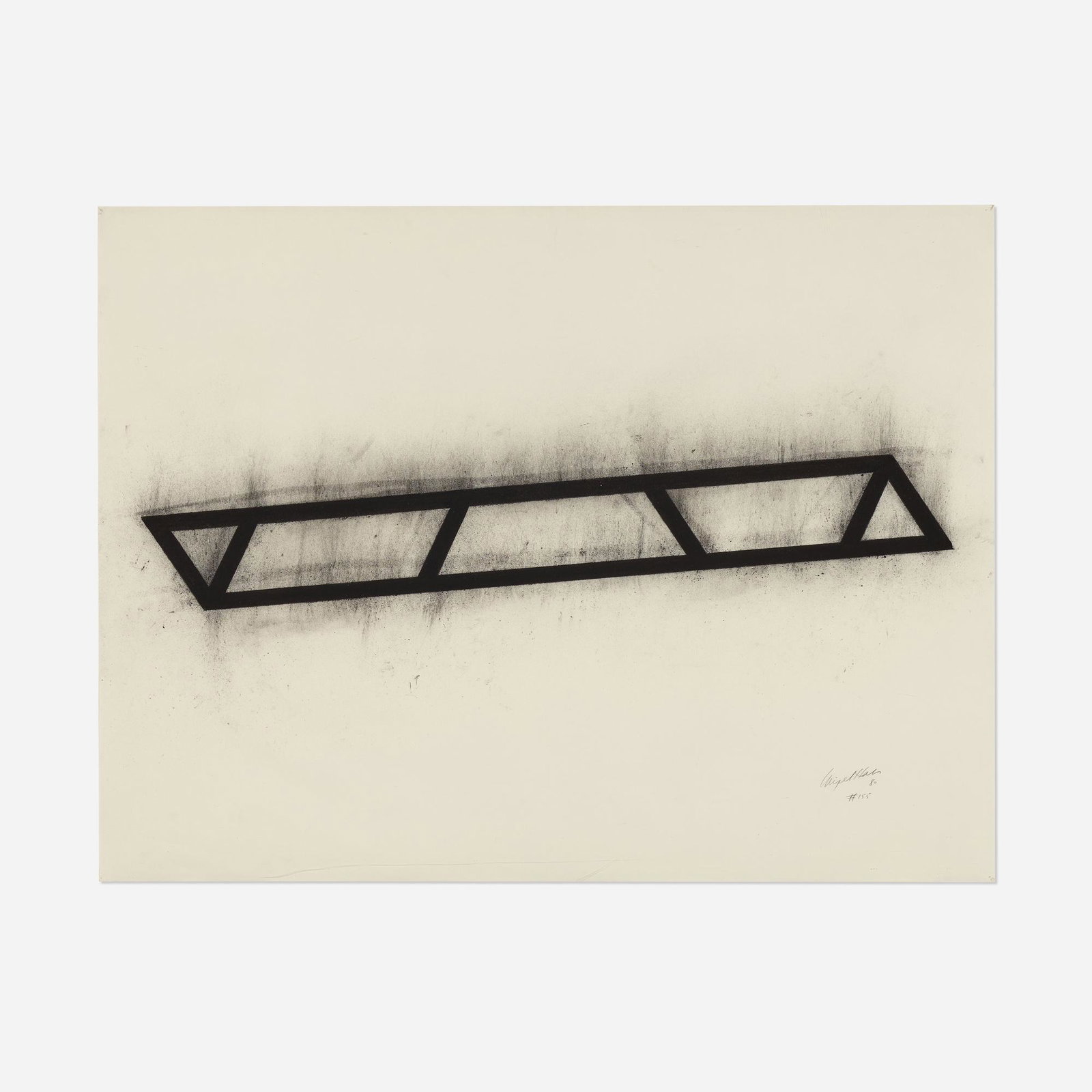 Nigel Hall, Untitled: Nigel Hall Untitled 1980 charcoal on paper 30.25 h × 39.625 w in (77 × 101 cm) Signed, dated and inscribed to lower right 'Nigel Hall #155 80'. Provenance: A