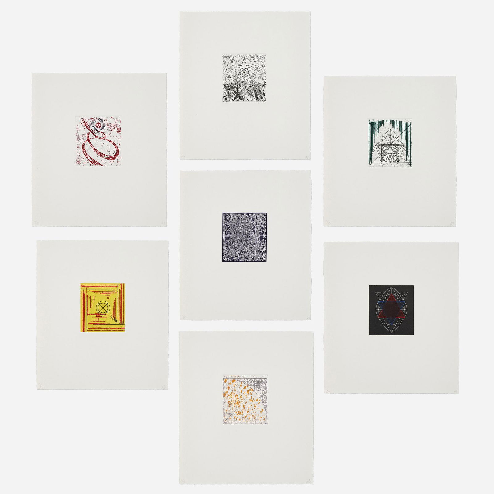 Alan Saret, Stars in the Sacred Ground Portfolio: Alan Saret Stars in the Sacred Ground Portfolio 1983etching in colors on BFK Rives image: 3.5 h × 3 w in (9 × 8 cm) sheet: 10.5 h × 9.25 w in (27 × 23 cm) Signed and