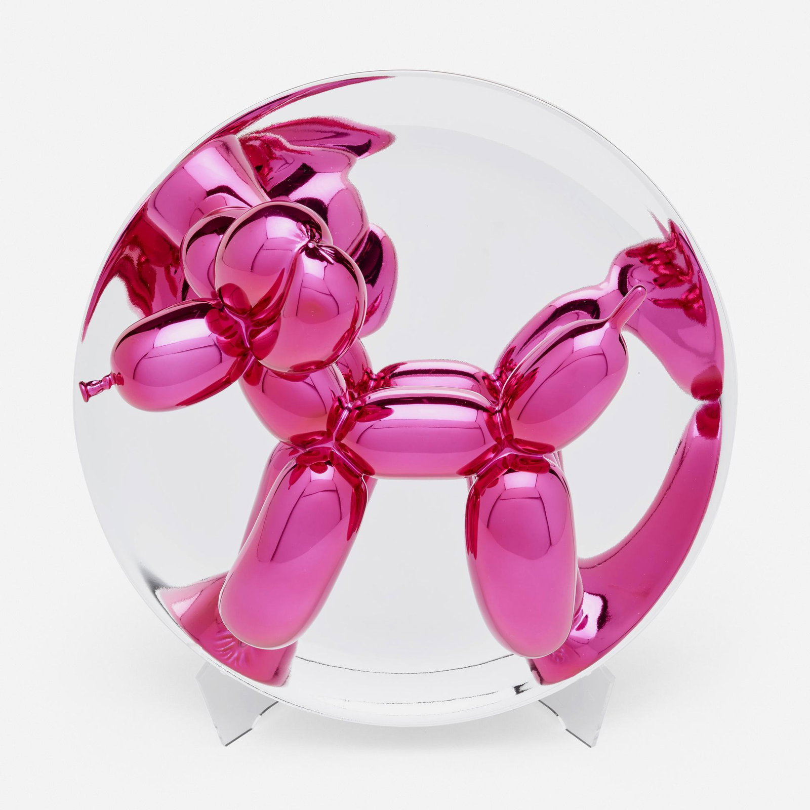 Jeff Koons, Balloon Dog (Magenta): Jeff Koons Balloon Dog (Magenta) Bernardaud LimogesFrance 2015cast porcelain with magenta reflective finish 4.5 d × 10 dia in (11 × 25 cm) Printed signature, title, date and
