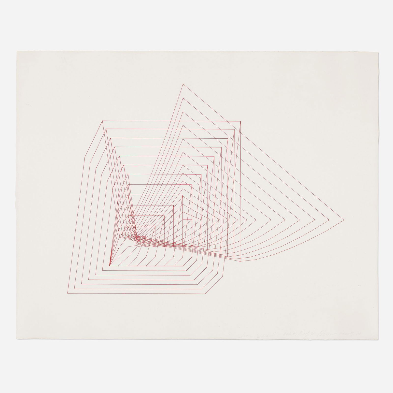 Channa Horwitz, Seven Expanded: Channa Horwitz Seven Expanded 1979lithograph in red 27.875 h × 34.375 w in (71 × 87 cm) Signed, titled, dated and numbered to lower edge 'Seven Expanded Artist's Proof Channa Horwi