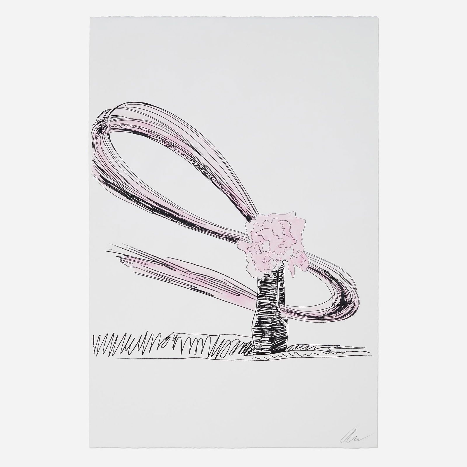 Andy Warhol, Flowers (Hand-Colored): Andy Warhol Flowers (Hand-Colored) 1974screenprint with hand-coloring 41 h × 27.25 w in (104 × 69 cm) Signed to lower right 'AW'. Signed and numbered to verso '219/250 Andy Warhol'