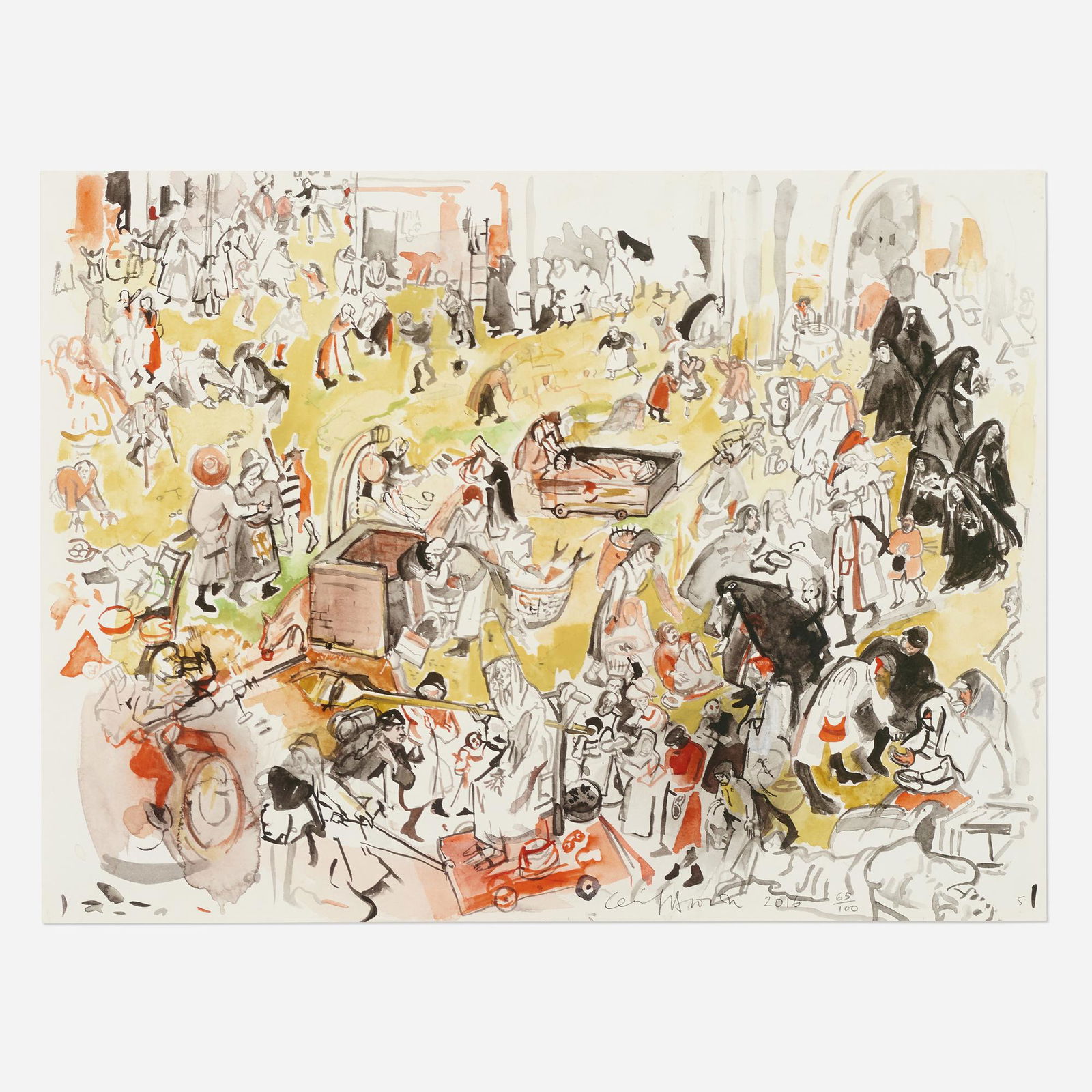 Cecily Brown, The Battle Between Carnival ...: Cecily Brown The Battle Between Carnival and Lent (after Bruegel) 2016archival pigment print in colors on Hahnemuhle 18 h Ã— 24 w in (46 Ã— 61 cm) Signed, dated and numbered to lower edge 'Cec