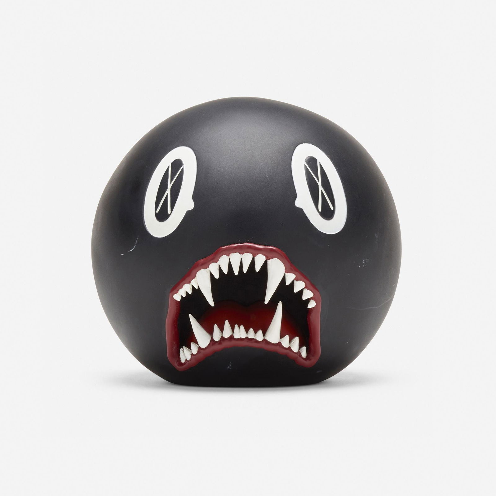 KAWS (Brian Donnelly), Cat Teeth Bank (Black): KAWS (Brian Donnelly) Cat Teeth Bank (Black) 2007painted cast vinyl 5 h × 5 w in (13 × 13 cm) Impressed signature, date and manufacturer's mark to underside '© KAWS..07 Medicom Toy