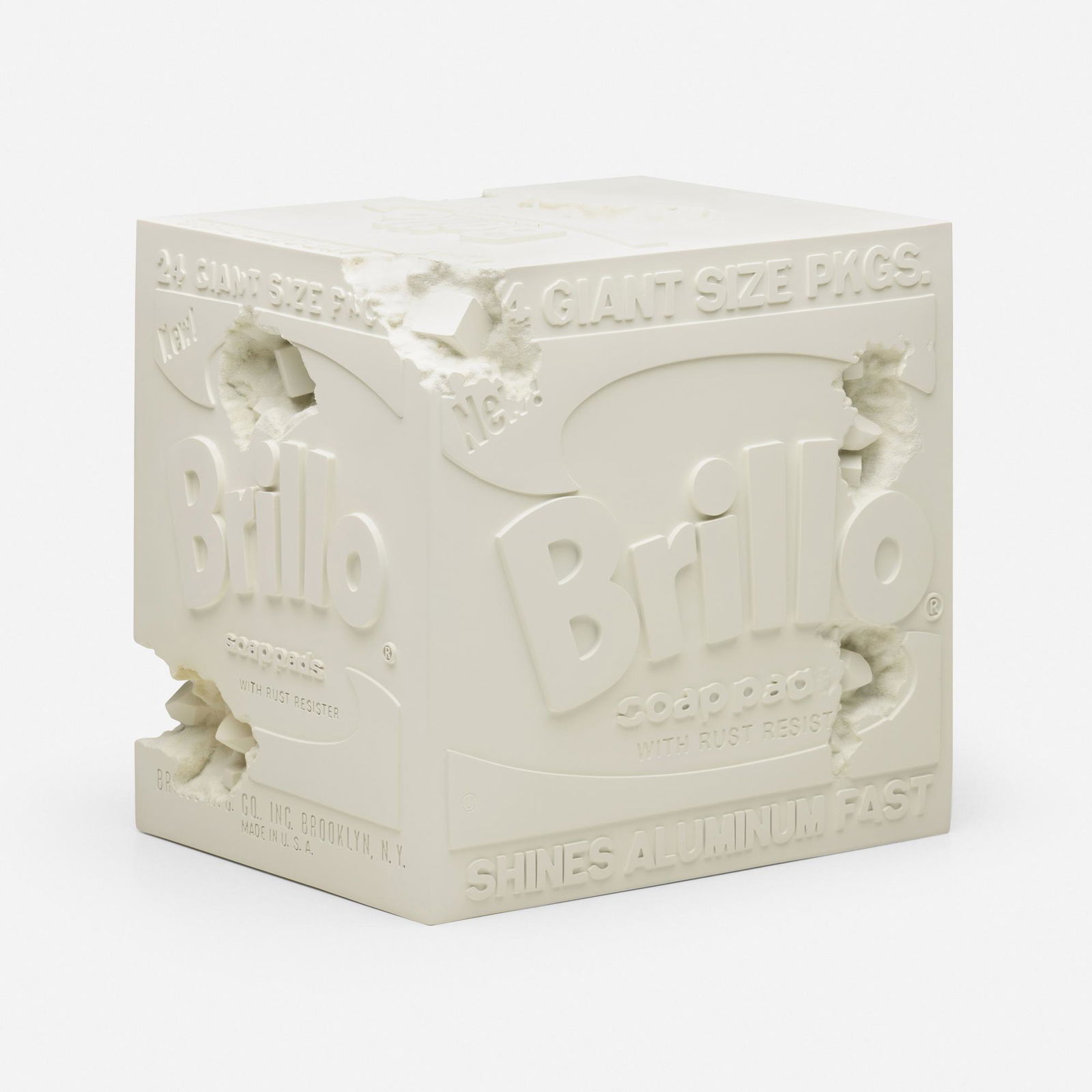 Daniel Arsham X The Andy Warhol Museum, Eroded ...: Daniel Arsham X The Andy Warhol Museum Eroded Brillo Box (White) 2020cast resin, quartz specimens 11.375 h Ã— 11.625 w Ã— 9.25 d in (29 Ã— 30 Ã— 23 cm) Numbered to holographic decal label