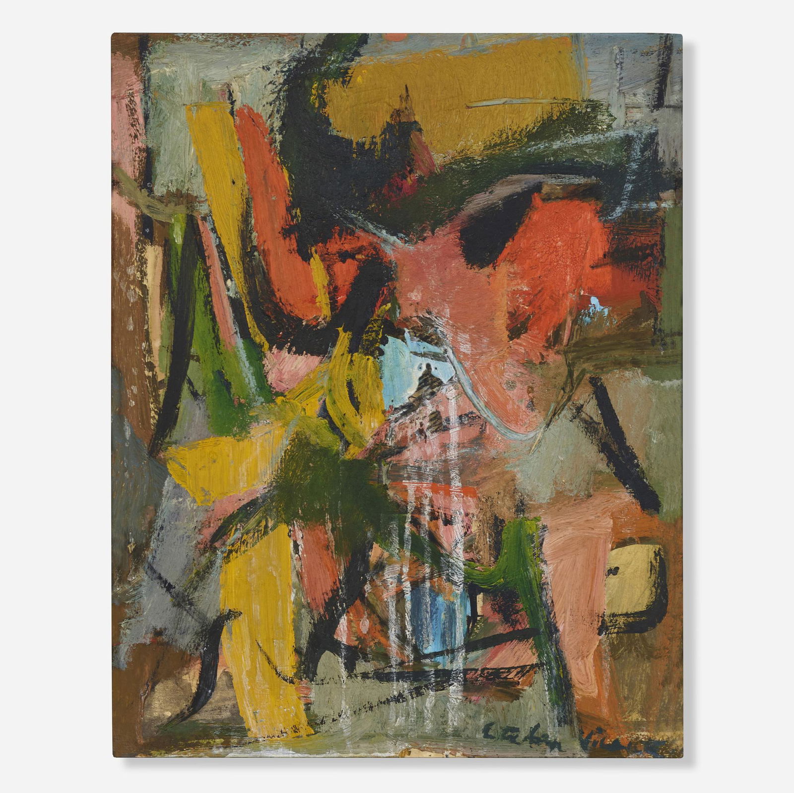 Esteban Vicente, Untitled: Esteban Vicente Untitled 1953oil on paperboard mounted to cardboard 14 h × 11 w in (36 × 28 cm) Signed to lower edge 'Esteban Vicente'. Provenance: Estate o