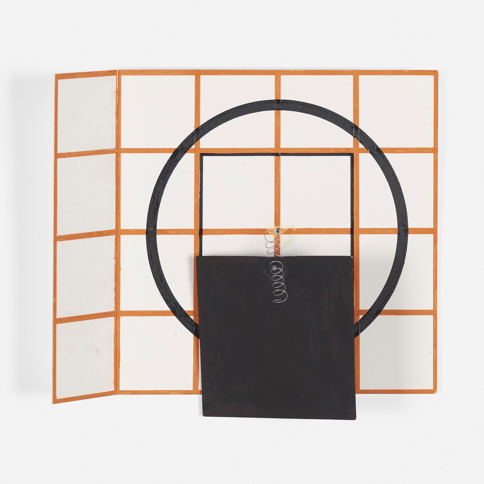 Channa Horwitz, Falling Square: Channa Horwitz Falling Square 2005paint, nail and wire on cardstock 9.5 h × 9.75 w in (24 × 25 cm) Signed twice, titled and dated to verso 'Channa Horwitz 2005 Channa Horwitz Falli