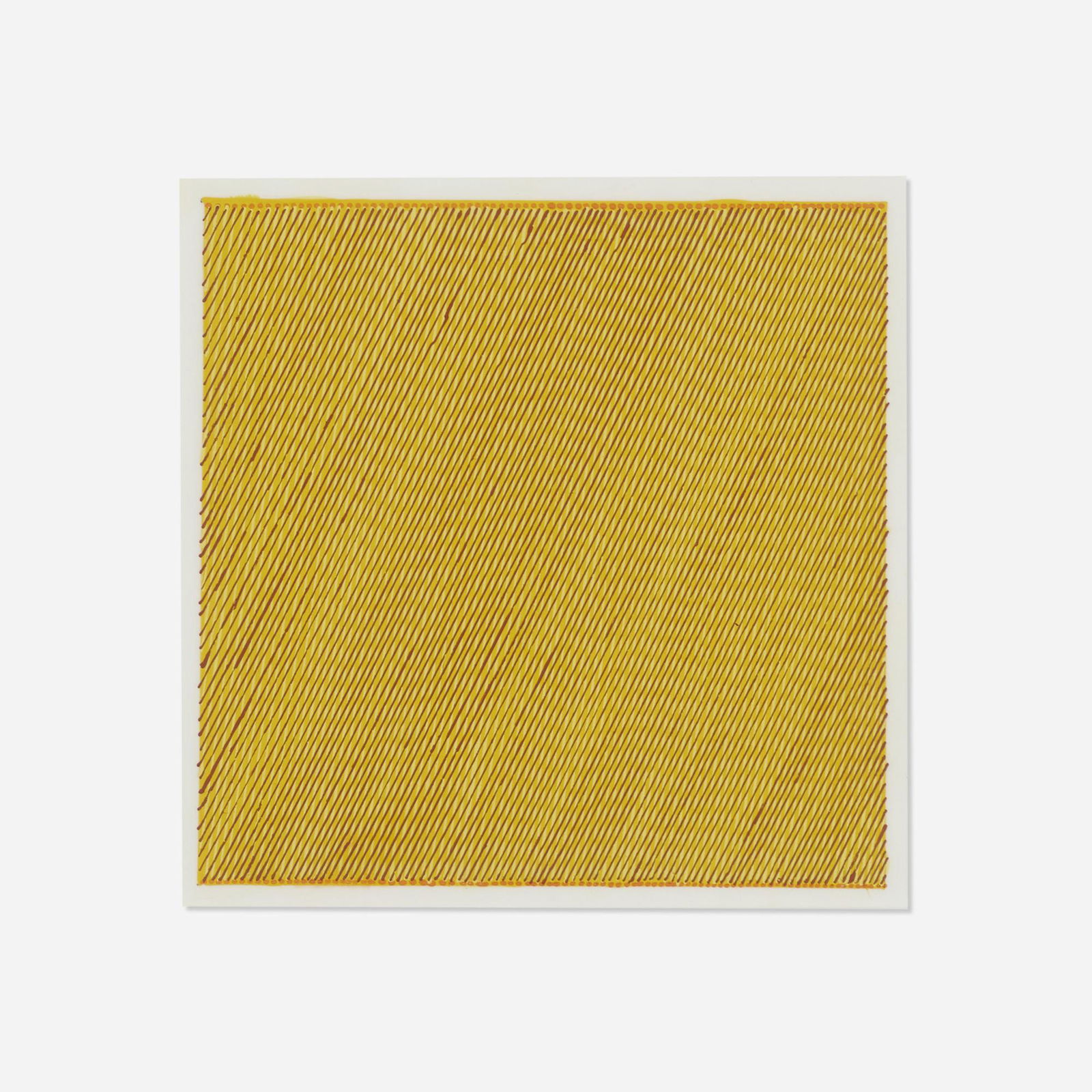 Channa Horwitz, Yellow: Channa Horwitz Yellow 1986casein on mylar sight: 7 h × 6.875 w in (18 × 17 cm) Signed, titled and dated to lower edge 'Yellow Channa Horwitz 1986'. Provenance: