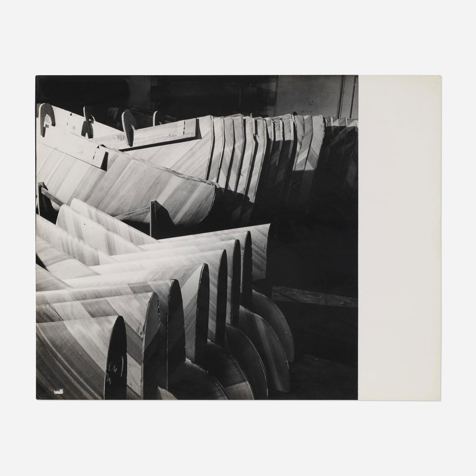 Herbert Matter, Experimental Molded Plywood Forms: Herbert Matter Experimental Molded Plywood Forms 1946silver gelatin print 11 h × 14 w in (28 × 36 cm) Numbered to verso 'E109'. Provenance: Charles and Ray