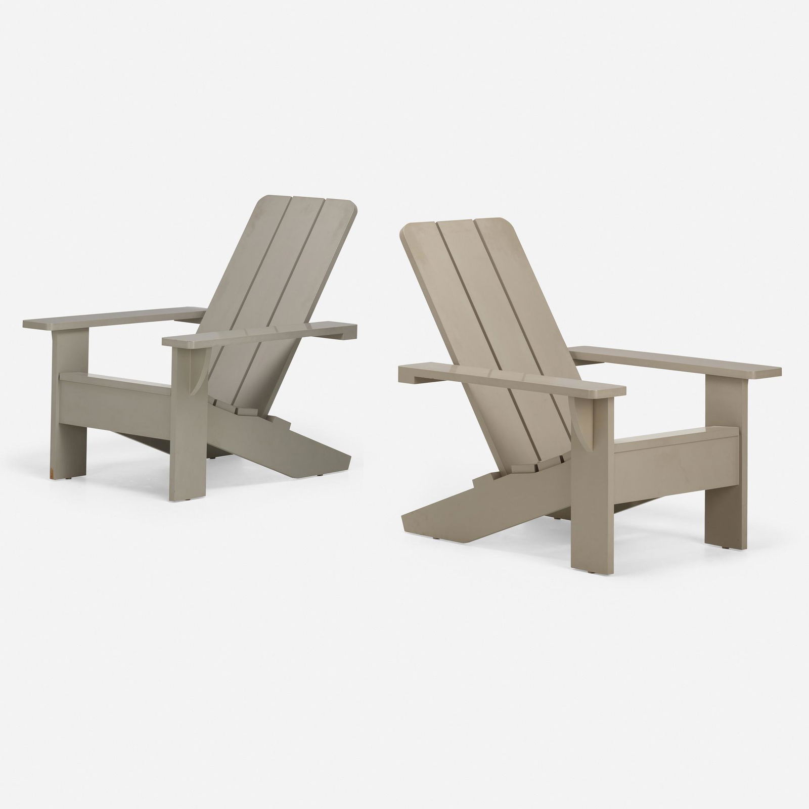 Roy McMakin, Adirondack chairs, pair: Roy McMakin Adirondack chairs, pair Domestic Furniture CompanyUSA, 2003eastern maple and enamel paint 39 h Ã— 33 w Ã— 41 d in (99 Ã— 84 Ã— 104 cm) Signed with decal manufacturer's label