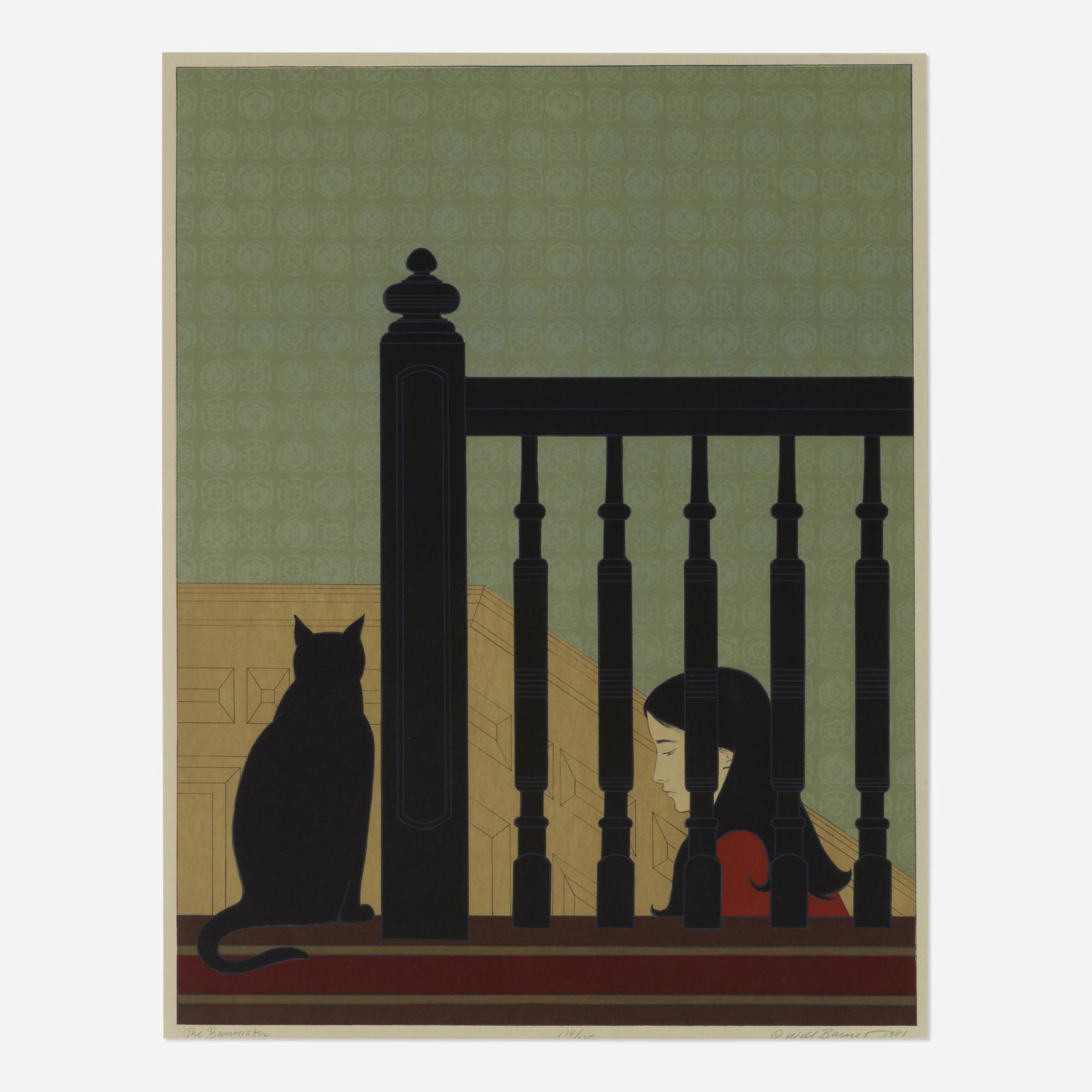 Will Barnet, The Bannister: Will Barnet The Bannister 1981lithograph in colors sight: 33.5 h x 25.75 w in (85 x 65 cm) Signed, titled, dated and numbered to lower edge 'The Bannister 114/125 © Will Barnet 1981'. This wor