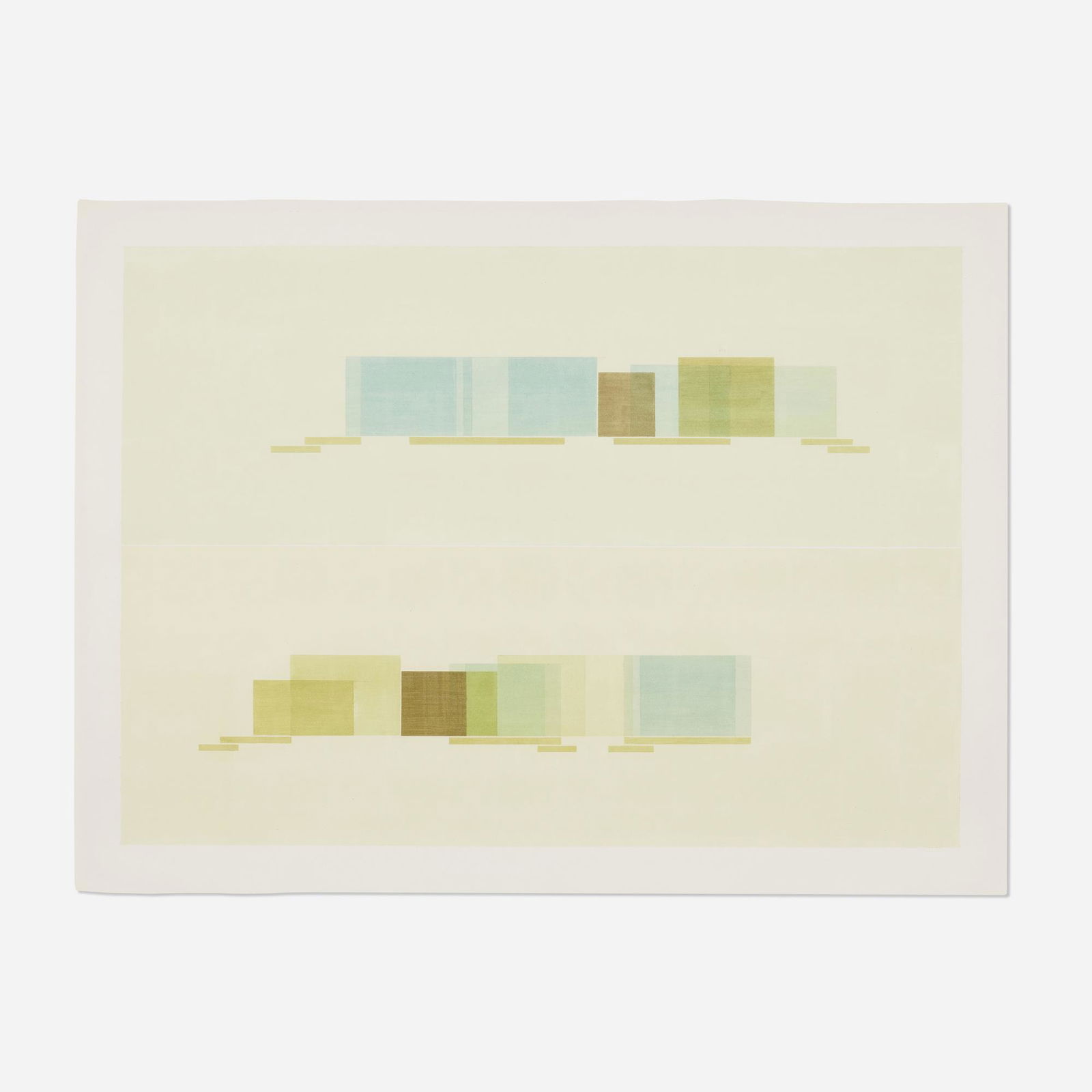 Kevin Appel, House View West Over East (Green): Kevin Appel House View West Over East (Green) 1999liquid acrylic on Fabriano Uno 22 h x 26.5 w in (56 x 67 cm) Signed, titled and dated to frame verso 'Kevin Appel House View West Over East (G