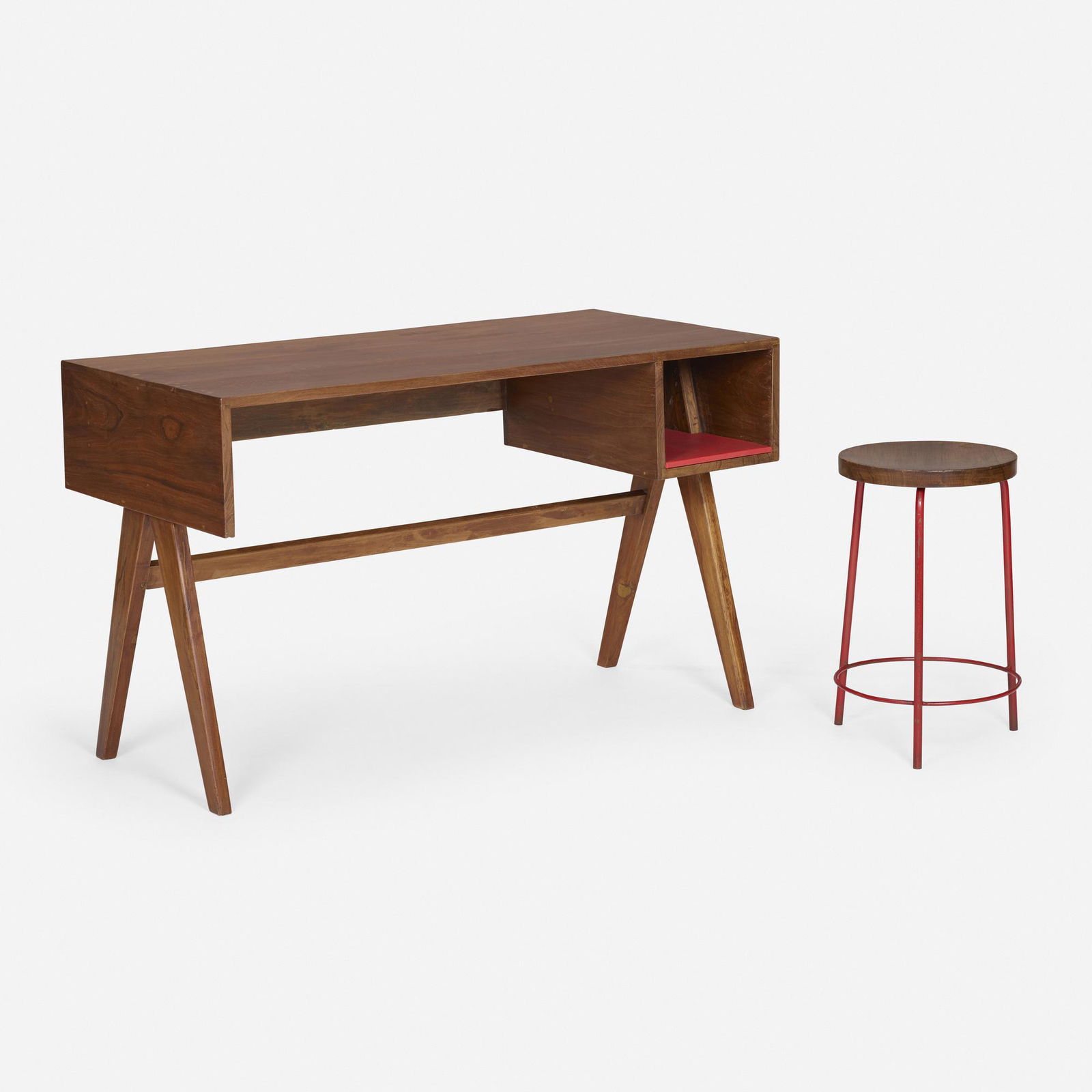Pierre Jeanneret, Desk and stool from Chandigarh (1 of 6)