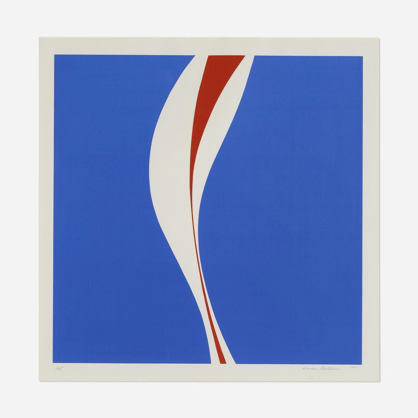 Lorser Feitelson, Untitled: Lorser Feitelson Untitled 1971screenprint in colors image: 22.5 h x 22.5 w in (57 x 57 cm) sheet: 28 h x 28 w in (71 x 71 cm) Signed, dated and numbered to lower margin 'Lorser Feitelson 19