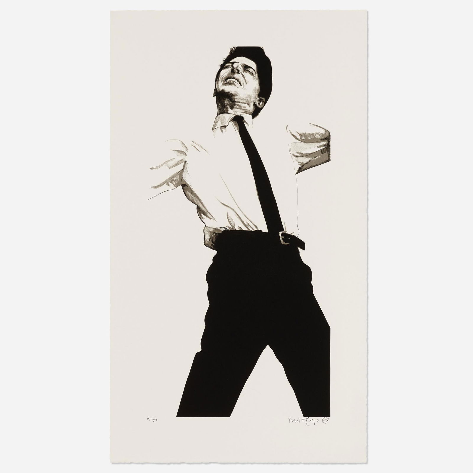Robert Longo, Jules: Robert Longo Jules (from the Men in the Cities series) 1982-83lithograph in colors with embossing on Arches image: 30 h x 15 w in (76 x 38 cm) sheet: 36.75 h x 21 w in (93 x 53 cm) Signed,