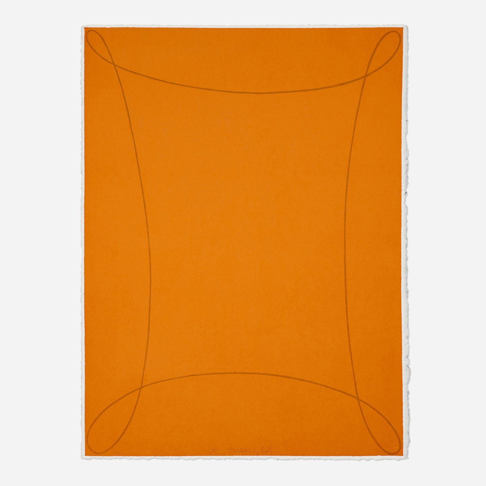 Robert Mangold, Arabesque I: Robert Mangold Arabesque I (from the Columbus: In Search of a New Tomorrow portfolio) 1992screenprint in colors on Arches Aquarelle 30 h x 22.75 w in (76 x 58 cm) Signed and numbered to lower