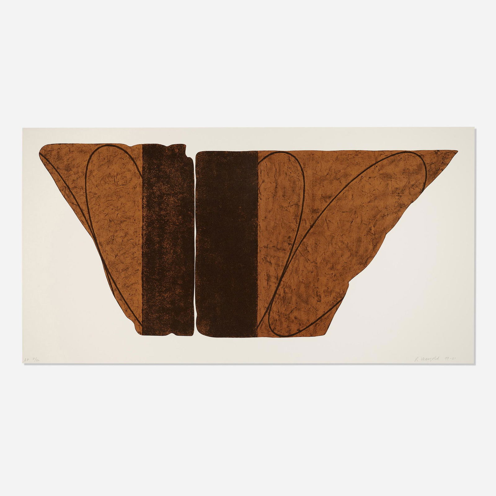 Robert Mangold, Untitled (Large Fragment): Robert Mangold Untitled (Large Fragment) 1999-2001lithograph in colors on Arches 36.5 h x 69.25 w in (93 x 176 cm) Signed, dated and numbered to lower edge 'AP 8/12 R. Mangold 99-01'. This wor