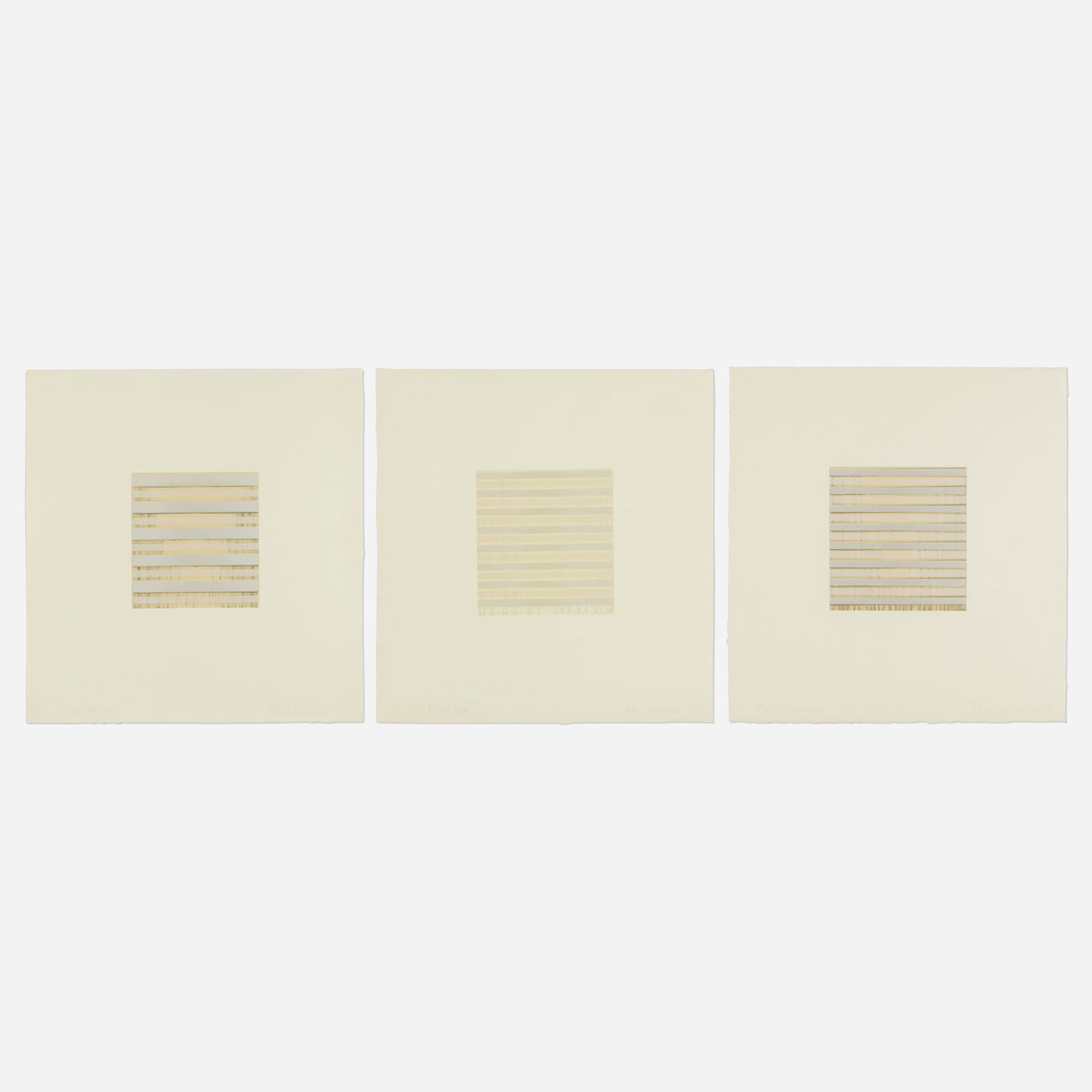 Johnnie Winona Ross, Salt Creek Seeps X, XI, XII: Johnnie Winona Ross Salt Creek Seeps X, XI, XII (three works) 2003lithograph in colors with chine-colle image: 8 h x 7.75 w in (20 x 20 cm) sheet: 20 h x 19 w in (51 x 48 cm) Signed, titled