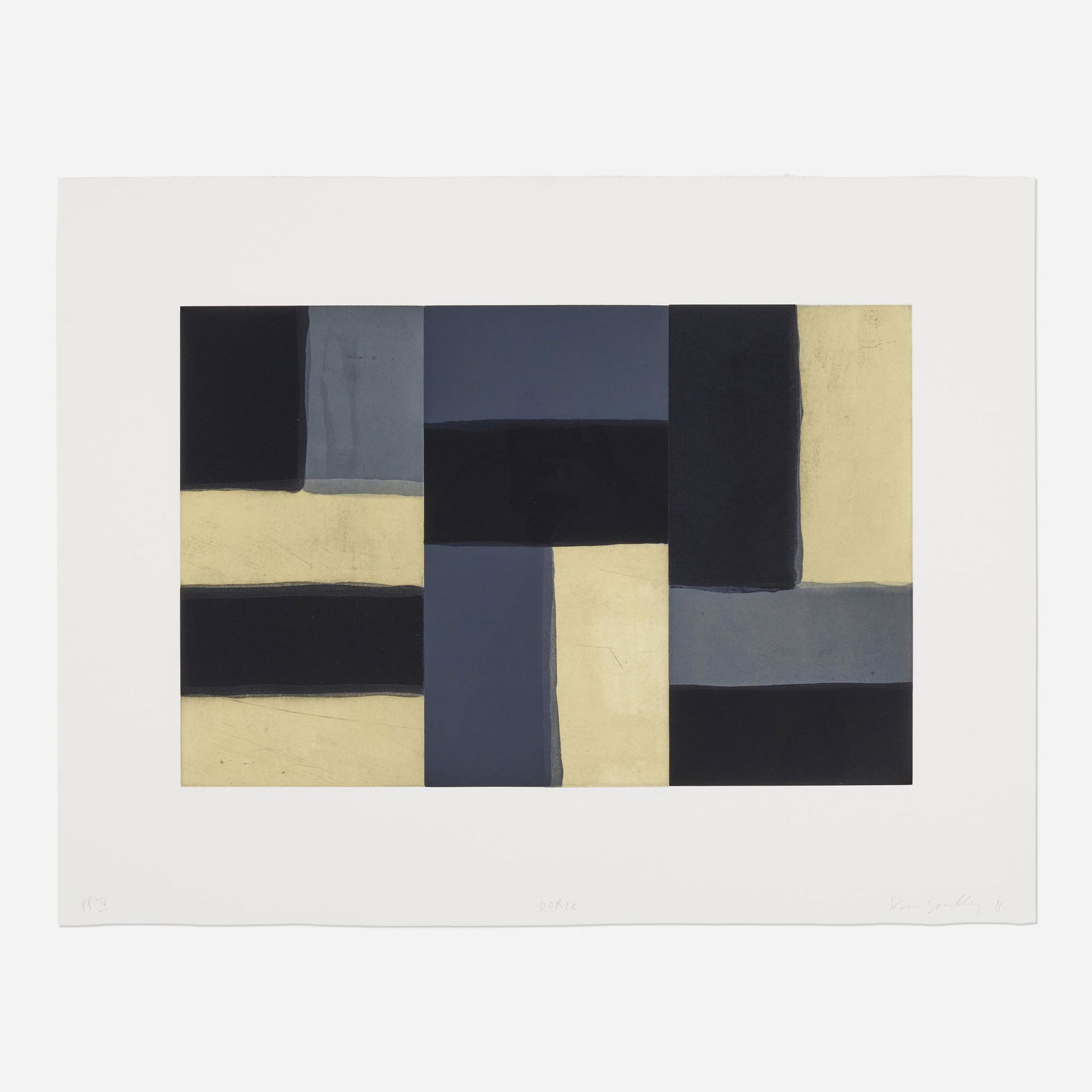 Sean Scully, Doric: Sean Scully Doric 2011etching and aquatint in colors on Somerset image: 19.5 h x 29.75 w in (50 x 76 cm) sheet: 30.5 h x 40 w in (77 x 102 cm) Signed, titled, dated and numbered to lower ed