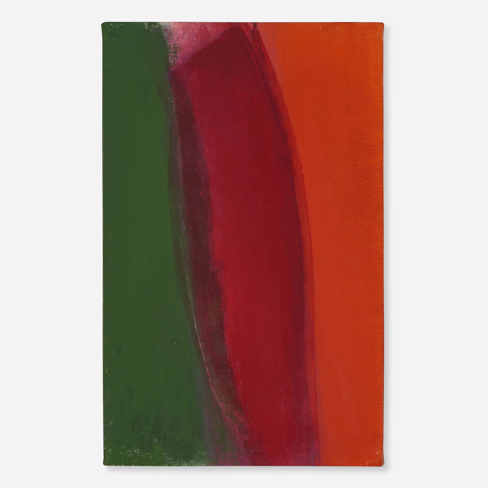 Cleve Gray, Red Curve: Cleve Gray Red Curve 1968acrylic on canvas 19 h x 12 w in (48 x 30 cm) Titled to verso 'Red Curve'. Provenance: Loretta Howard, New York | Ameringer Yohe Fine Art, New
