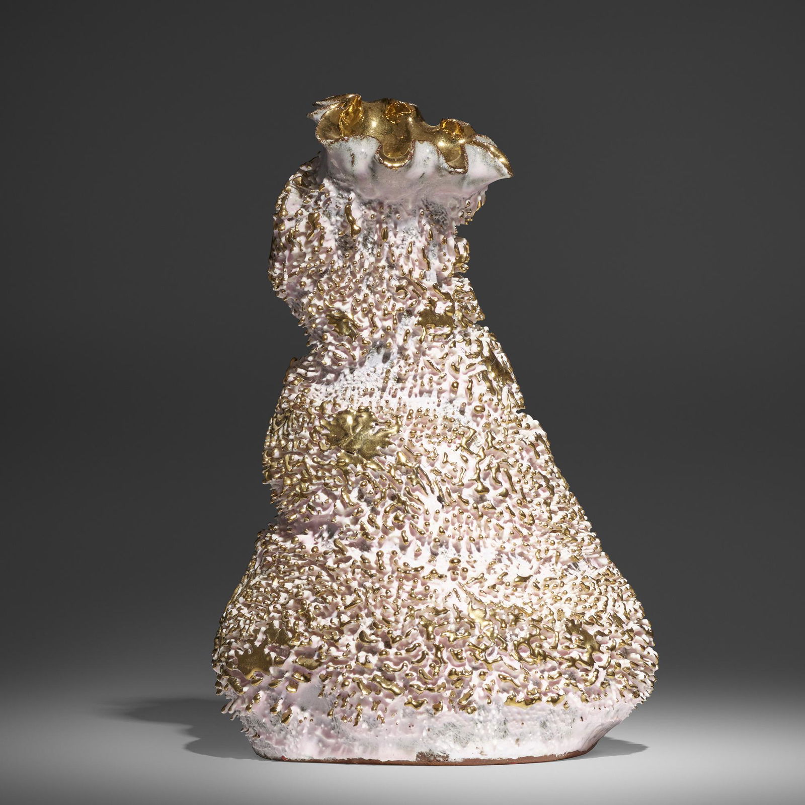 The Haas Brothers, Accretion vase: The Haas Brothers (Nikolai and Simon Haas) Accretion vase c. 2016glazed earthenware, gold luster 14.75 h x 10 w x 9 d in (37 x 25 x 23 cm) Provenance: Acquired directly from t