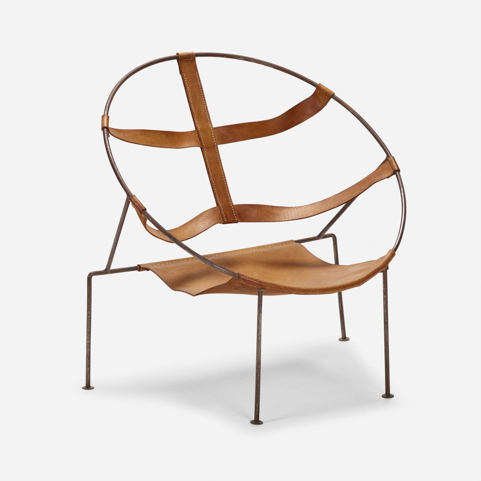 Flavio de Carvalho, Armchair, model FDC-1: Flavio de Carvalho Armchair, model FDC-1 Brazil, c. 1955leather, steel 32 h x 30 w x 26.5 d in (81 x 76 x 67 cm) Literature: Movel Moderno Brasileiro, Olhares, ppg. 81-