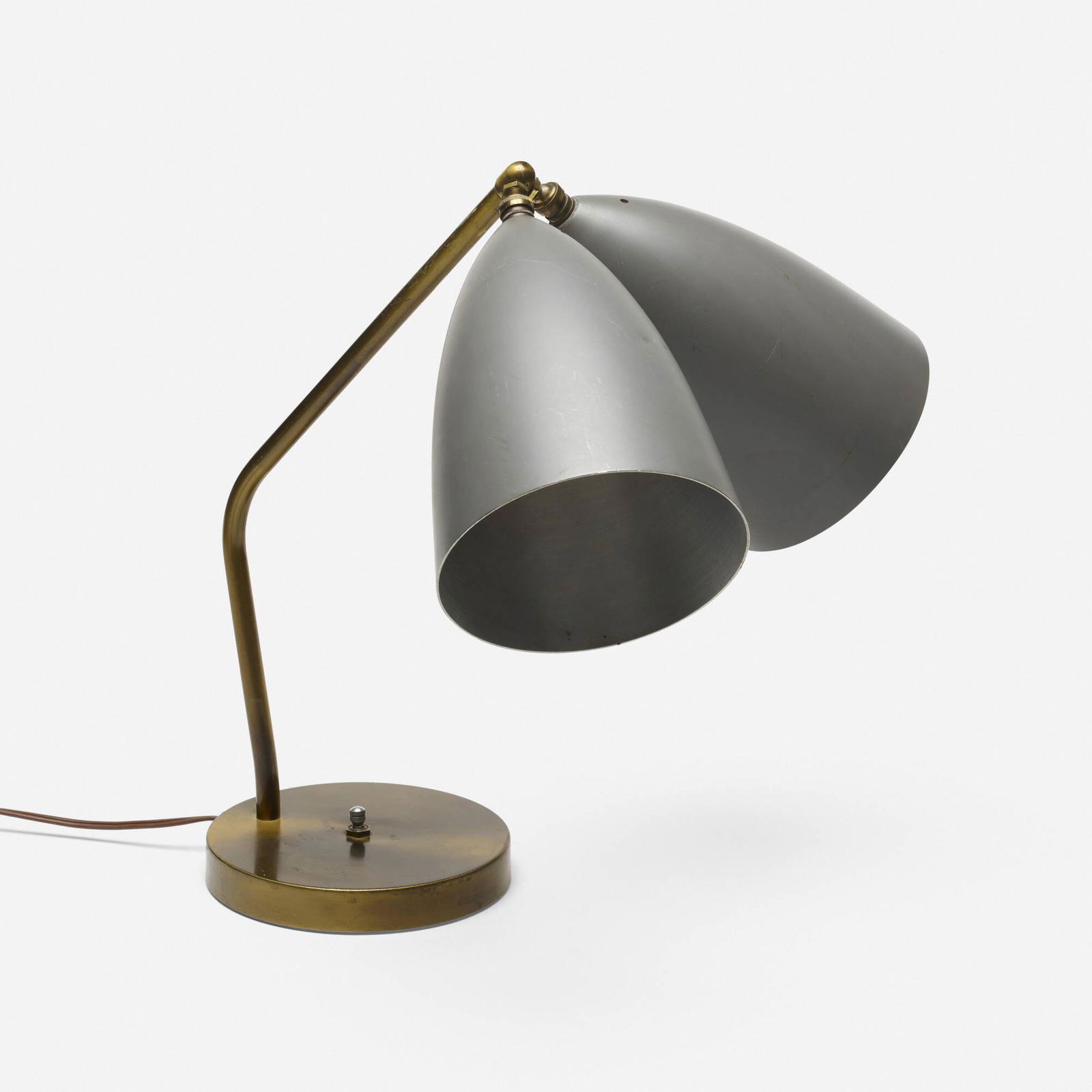 Greta Magnusson Grossman, Table lamp: Greta Magnusson Grossman Table lamp Ralph O. SmithSweden / USA, c. 1948enameled aluminum, brass 15.5 h x 15 w x 15 d in (39 x 38 x 38 cm) Provenance: Private Collection<