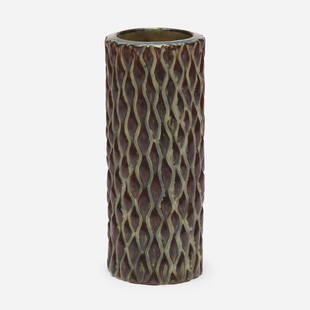 Axel Salto, Budding vase: Axel Salto Budding vase Royal CopenhagenDenmark, 1964 / c. 1980glazed stoneware 6.875 h x 2.5 dia in (17 x 6 cm) Incised signature to underside 'Salto'. Underglaze manufacturer's mark to