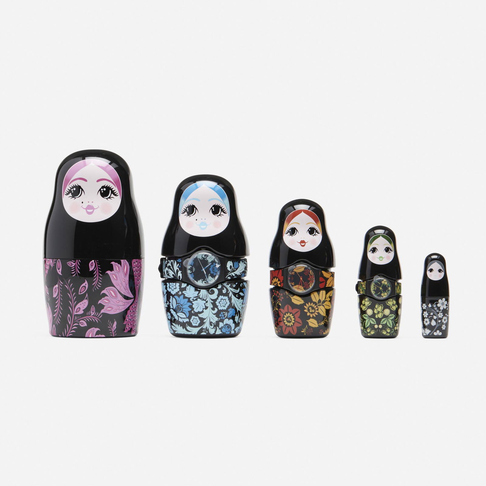 Swatch, Kalinka Malinka Nesting Doll Special: Swatch Kalinka Malinka Nesting Doll Swatch Special (three watches in special packaging) Lot is comprised of three watches in nesting doll special packaging. Complete Lot Details