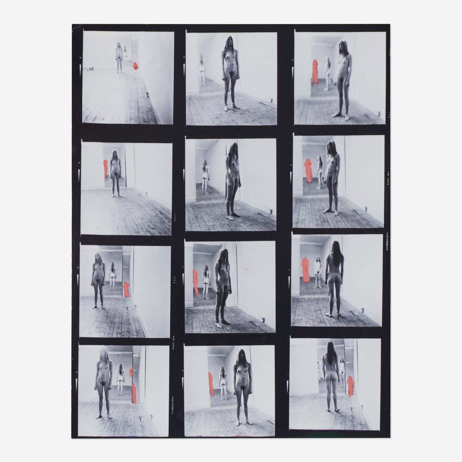 Robert Graham, Dye-Transfer Study: Robert Graham Dye-Transfer Study 1970gelatin silver contact print mounted to card, acrylic paint 9.675 h x 7.5 w in (25 x 19 cm) Signed, dated and numbered to verso 'Robert Graham 1970 71/75'.