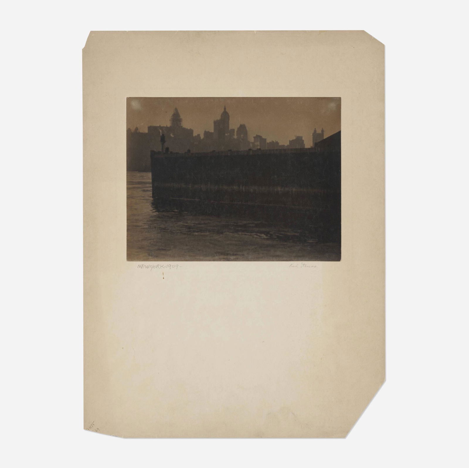 Karl Struss, New York: Karl Struss New York 1909 / printed 1912vintage waxed platinum sepia tone print image: 7.125 h x 9.125 w in (18 x 23 cm) mount: 17.5 h x 13 w in (44 x 33 cm) Signed and dated to lower left