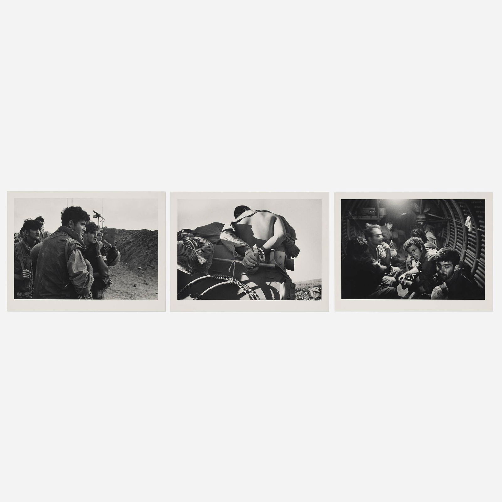 Micha Bar-Am, Forward Position ...: Micha Bar-Am Forward Position on the Suez Canal; Budapest Strong Hold During an Artillery Barrage; POW Golan Heights (three works) 1970, 1973 / printed latergelatin silver print image: 10 h x 14.375