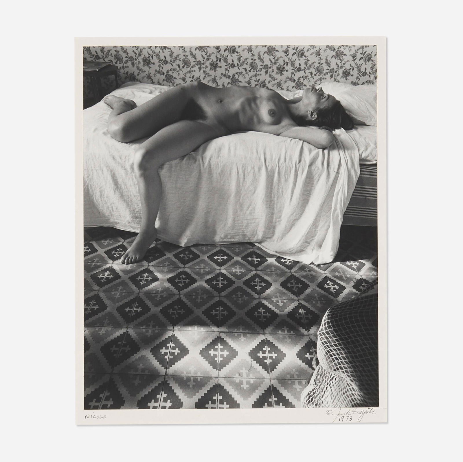 Jack Welpott, Nicole: Jack Welpott Nicole 1973vintage gelatin silver print image: 9.75 h x 8 w in (25 x 20 cm) mount: 18 h x 14 w in (46 x 36 cm) Signed, titled, dated and inscribed to mount verso 'Nicole, (indi