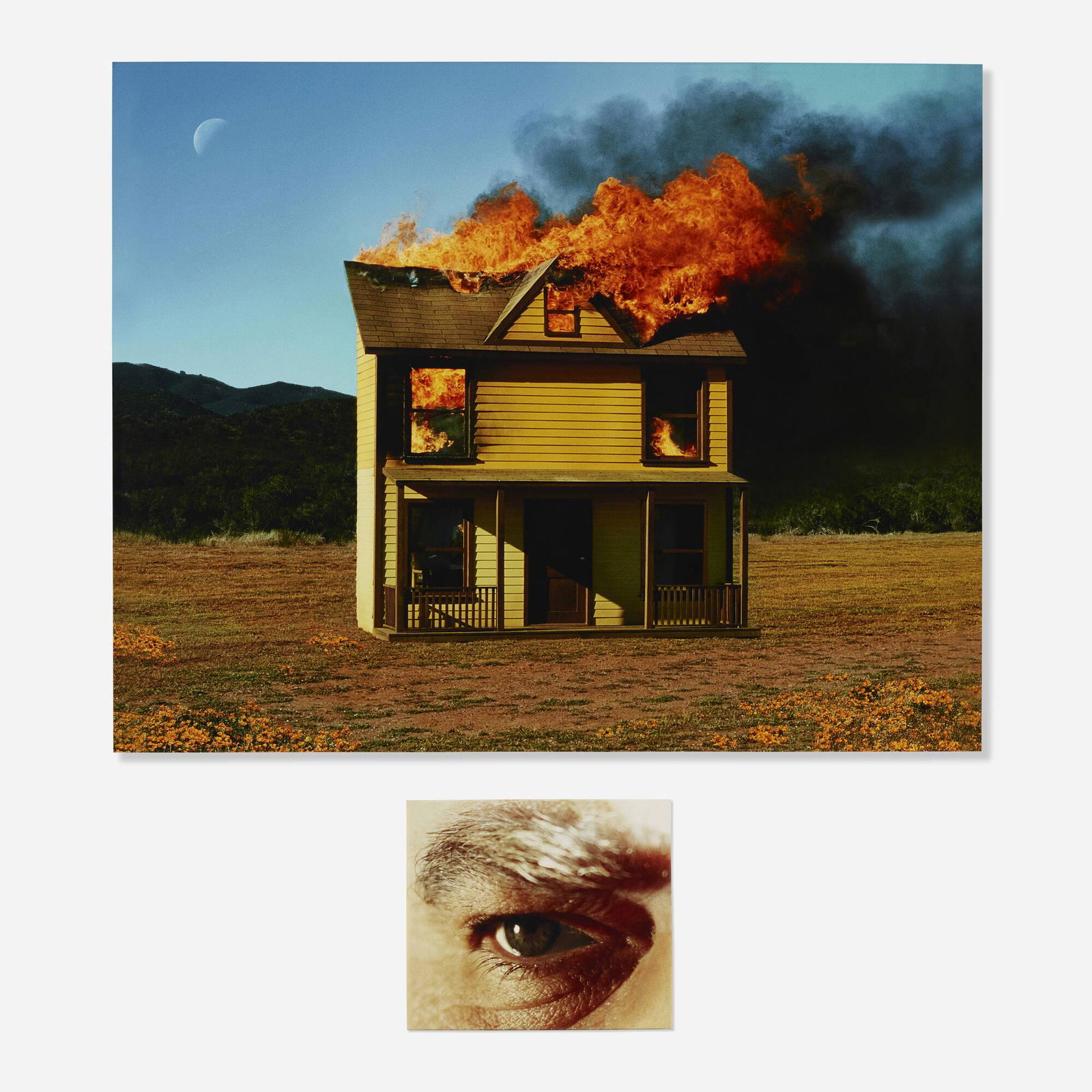 Alex Prager, 4:01 PM, Sun Valley And Eye #3 ...: Alex Prager 4:01 PM, Sun Valley And Eye #3 (House Fire) (from the Compulsion series) (diptych) 2012archival pigment print mounted to Sintra 73.75 h x 59 w in (187 x 150 cm) 20.25 h x 23 w in (51 x