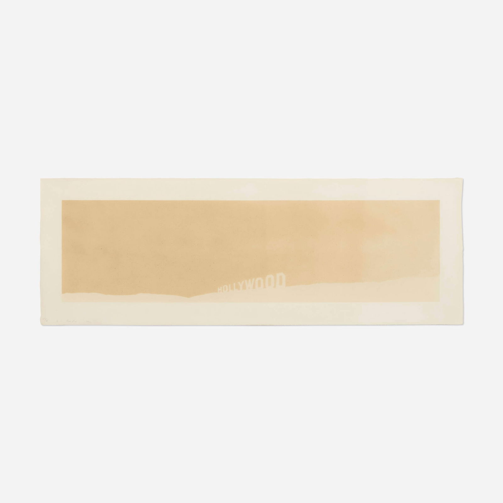 Ed Ruscha, Fruit-Metrecal Hollywood: Ed Ruscha Fruit-Metrecal Hollywood 1971screenprint in grape and apricot jam with Metrecal soda on Copperplate Deluxe image: 10.25 h x 37.75 w in (26 x 96 cm) sheet: 14.625 h x 42.125 w in (37 x 10